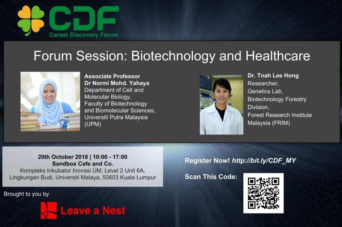 Introducing Speakers for Career Discovery Forum Malaysia 2018: Panel Session on Biotechnology and Healthcare