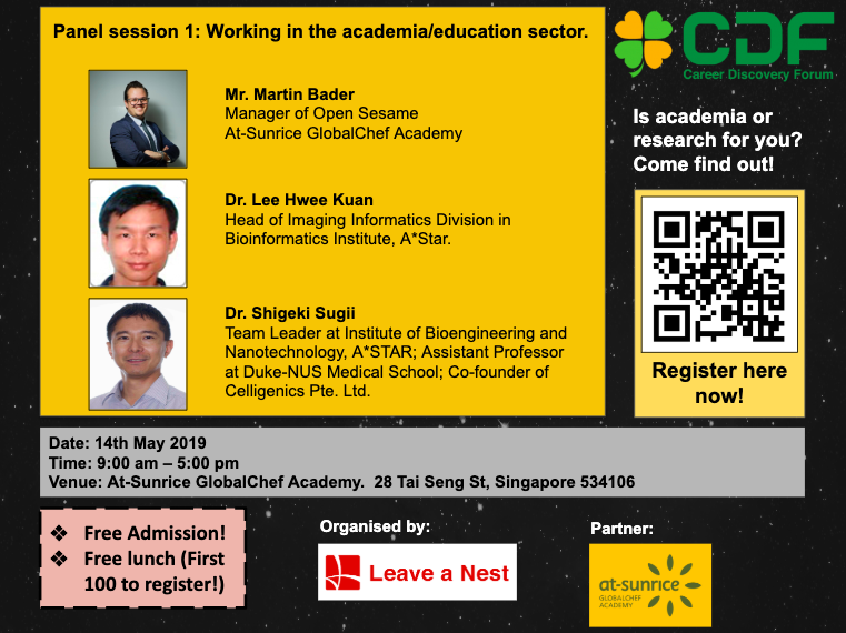 Introducing the Panelists for Session 1 in Career Discovery Forum in Singapore 2019