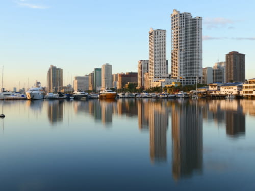The beautiful skyline of Manila bay at sunset, The Philippines The beautiful skyline of Manila bay at sunset, The Philippines