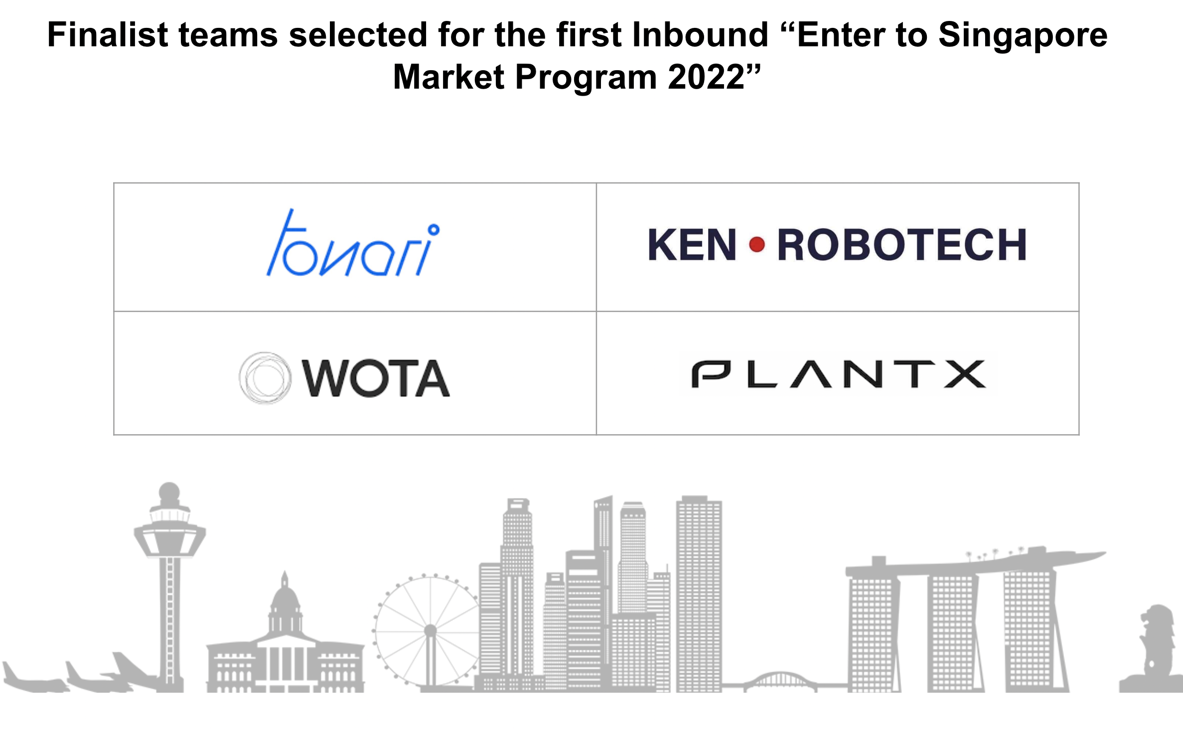 [Announcement]: Four Japanese startups selected for the Ingaural “Enter to Singapore Market Prog 2022”