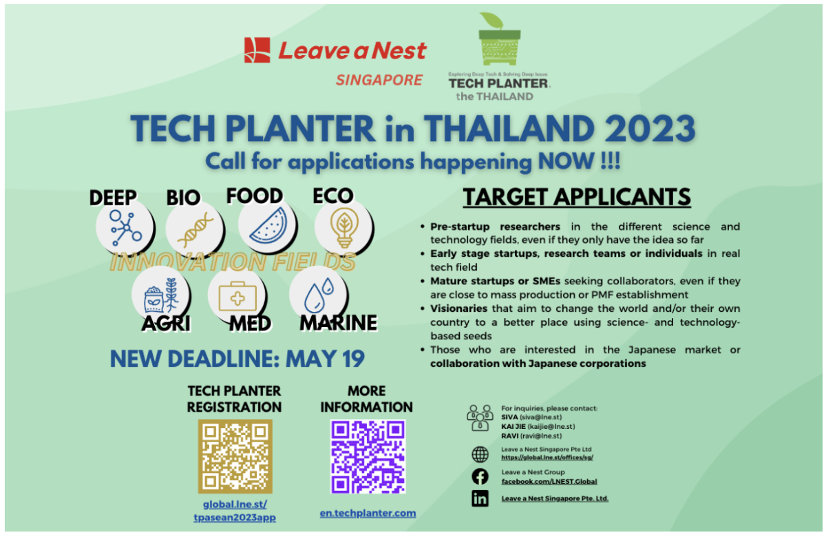 Calling for Applications of TECH PLANTER 2023 in Thailand is Open!