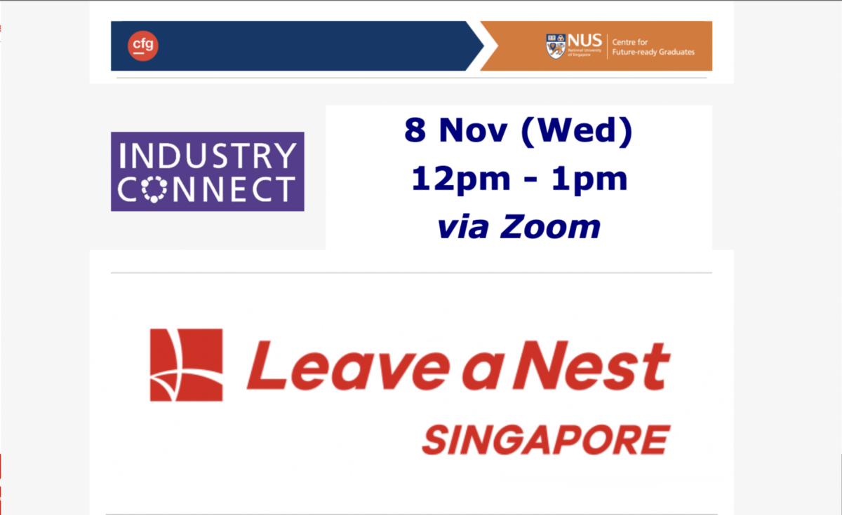 Leave a Nest Singapore will be hosting NUS Industry Connect!