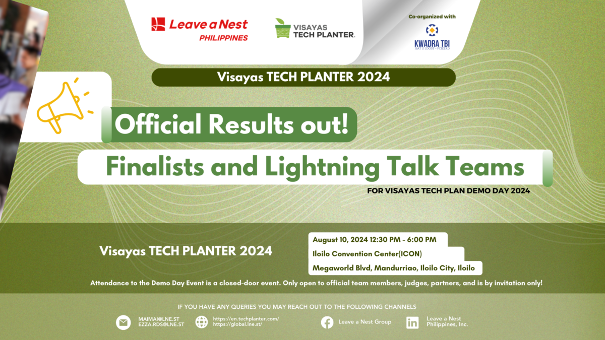 Announcement of the Finalists and Lightning Talk Teams for Visayas TECH PLANTER 2024