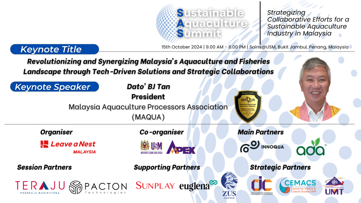 Announcement of Keynote Speaker at the Sustainable Aquaculture Summit (SAS) 2024