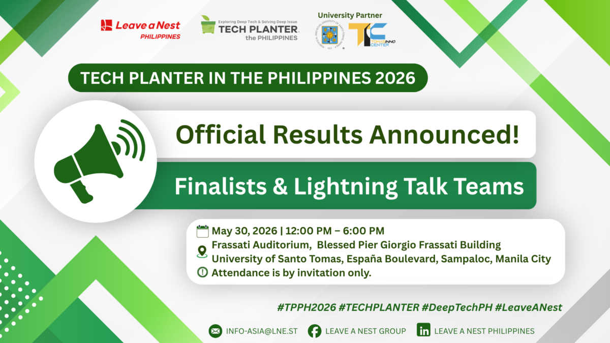 Announcement of Finalists and Lightning Talk Teams for TECH PLANTER in the Philippines 2026